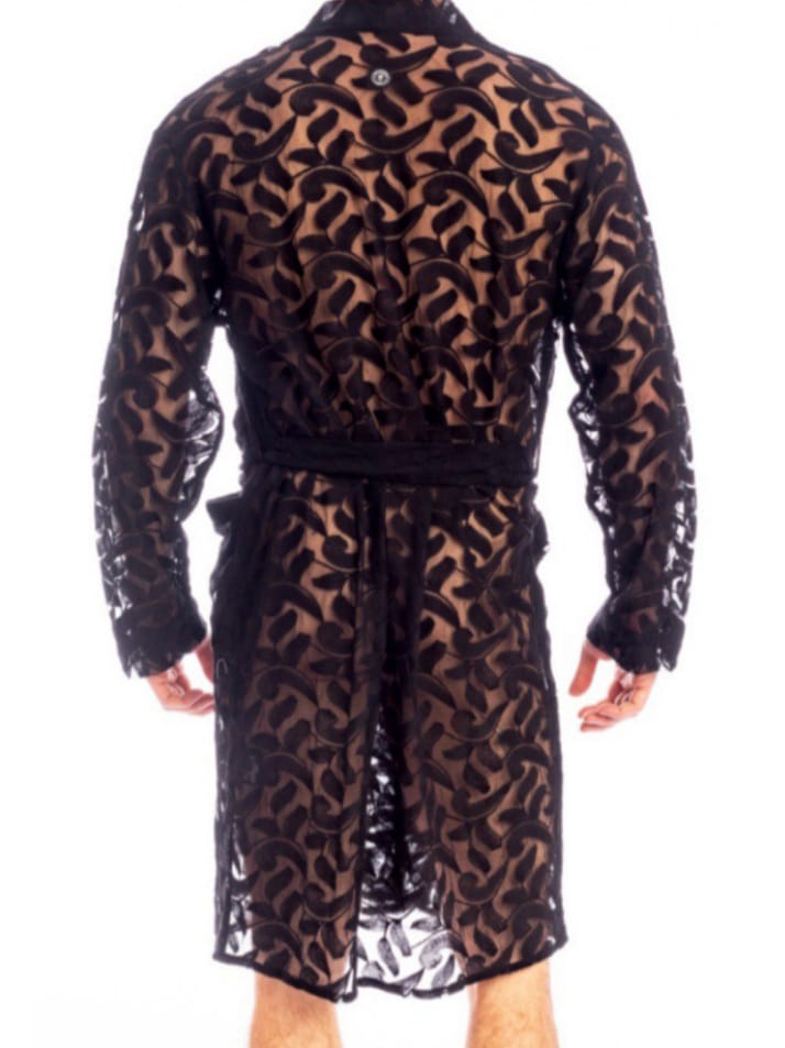 DREAM-CITY Men's Feline Kimono Bathrobe Dressing